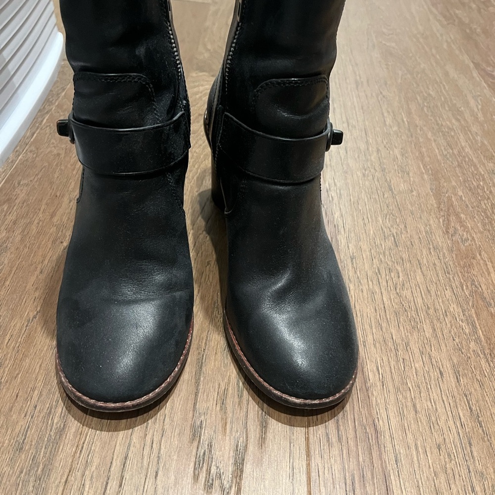 Coach Black Leather Women's Boots with wood heel 6.5M